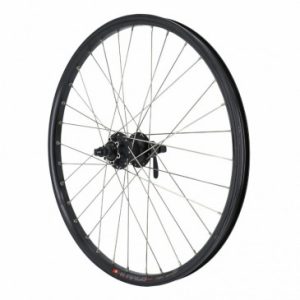 Roue VTT Disque / Patin Blocage 24" Kargo / VAE Vélo Electrique / E-bike Arriere Double Paroi avec Oeillets Moyeu Shimano M475 Cassette 10/9/8v Disque 6 Trous Noir (Renforce) Jante 25c 32 Rayons Inox