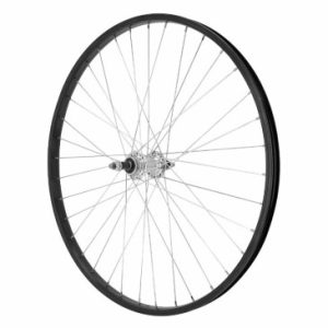 Roue VTT Patin 26" M110 Arriere Noir Moyeu Argent Alu Axe Plein Roue Libre 7/6v (Vendu avec Ecrou 10x100) Jante 21c