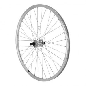 Roue VTT Patin Blocage 26" Er10 Arriere Argent Double Paroi Moyeu Alu Roue Libre 7/6v Jante 19c