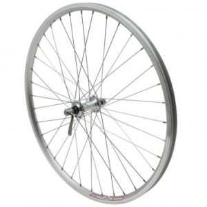 Roue VTT Patin Blocage 26" Er10 Avant Argent Double Paroi Moyeu Alu Jante 21c