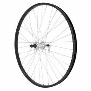 Roue VTT Patin Blocage 26" M110 Arriere Noir Moyeu Argent Roue Libre 7/6v Jante 21c