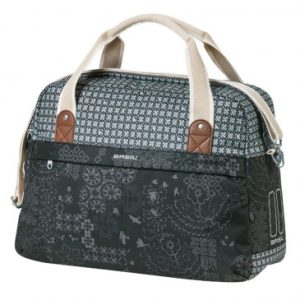 Sac Velo Basil Boheme 18l Noir/creme Fixation Rapide Hook-on Sur Porte Bagage Avant/arriere (44x17x31cm)