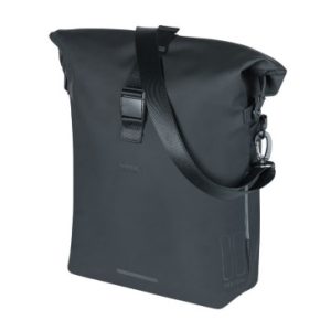 Sacoche Arriere Sac à Dos Velo Laterale Basil Soho 17l Noir Fixation Porte Bagage avec Systeme Mik Side (31x16x37cm) avec Eclairage Led