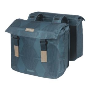 Sacoche Arriere Velo Double Basil Elegance 40l Bleu Estate Fixation Velcros Sur Porte Bagage (49x36x8 Cm)