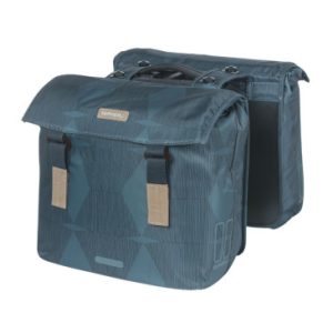 Sacoche Arriere Velo Double Basil Elegance 49l Bleu Estate Fixation Velcros Sur Porte Bagage (49x48x10