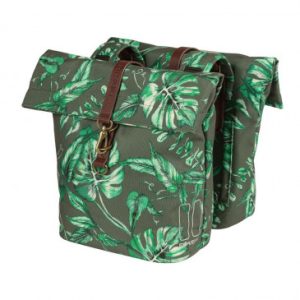 Sacoche Arriere Velo Double Basil Evergreen 28/38l Thym avec Courroie Cuir Fixation Velcros Sur Porte Bagage (28x16x35cm)