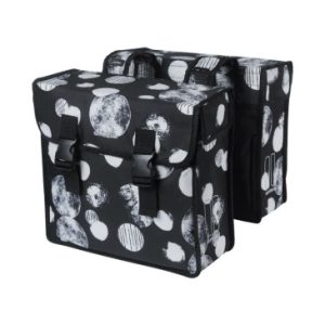 Sacoche Arriere Velo Double Basil Mara XL 35l Noir avec Motifs Blancs (43x14x36cm)