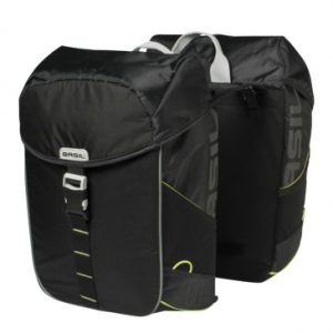 Sacoche Arriere Velo Double Basil Miles Waterproof 32l Noir Liseret Jaune Fluo (Paire) (44x14x30cm)