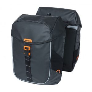 Sacoche Arriere Velo Double Basil Miles Waterproof 34l Noir/orange pour Systeme Mik Sur Porte Bagage (Fixation Inclus) (34x16x43cm)