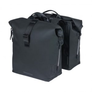 Sacoche Arriere Velo Double Basil Soho 41l Noir Fixation Velcros Sur Porte Bagage (31x12x37cm) avec Eclairage Led