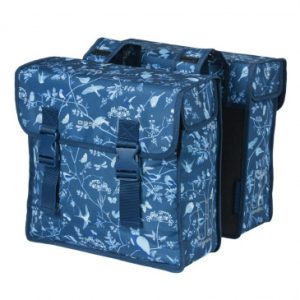 Sacoche Arriere Velo Double Basil Wanderlust 35l Bleu Indigo Fixation Velcros Sur Porte Bagage (37x15x37cm)