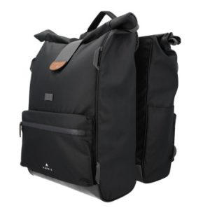 Sacoche Arriere Velo Double Hapo.g Roll-top 2x25l Noir (61x33x16cm) - Fixation Sangles Reglables et Velcros Sur Porte Bagage