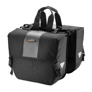 Sacoche Arriere Velo Double Ibera Adjustable Noir 24l Fixation Universelle (33x13x28.5cm) - Largeur Reglable Par Velcro et Clips pour Tout Porte Bagage