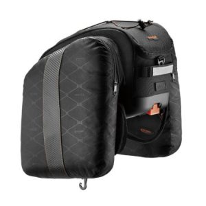 Sacoche Arriere Velo Double / Trunkbag Ibera Commuter Noir 15l Fixation Arriere avec Plaque Livre pour Tout Porte Bagage (37x22x25cm)