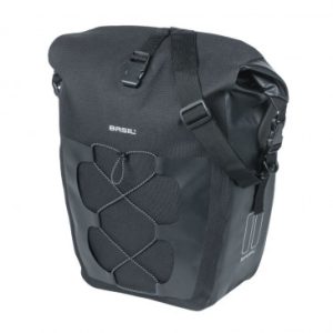 Sacoche Arriere Velo Laterale Basil Navigator Cyclotouriste Waterproof 25-31l Noir Fixation Hook on Sur Porte Bagage (32x15x37cm) avec Poignee et Bandouillere Fermeture Enroulement