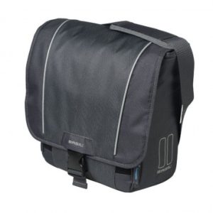 Sacoche Arriere Velo Laterale Basil Sport Droit/gauche avec Protege Pluie 18l Gris Graphite Fixation Hook on Sur Porte Bagage- Special VAE / Vélo Electrique- (31x18x31cm)