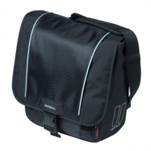 Sacoche Arriere Velo Laterale Basil Sport Droit/gauche avec Protege Pluie 18l Noir Fixation Hook on Sur Porte Bagage- Special VAE / Vélo Electrique- (31x18x31cm)