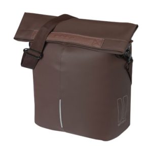 Sacoche Arriere Velo Laterale Sac Bandouliere Basil City Shopper Vegan Marron Imitation Cuir Droit/gauche 14/16l Fixation Hook-on Porte Bagage Fermeture Pliant Anti-pluie avec Reflechissant