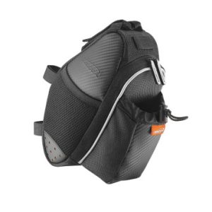 Sacoche de Selle Velo Ibera Seatpak 1.7l Noir avec Emplacement Bidon Fixation Sangles Sur Chariot et Tige de Selle