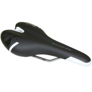 Selle Gravity Route / VTT Kinetic Noir Deco Blanc/noir 260x140mm Rail Cromoly Argent