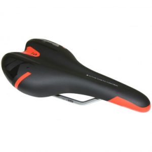 Selle Gravity Route / VTT Kinetic Noir Deco Rouge/noir 260x140mm Rail Cromoly Argent