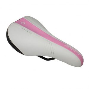 Selle Junior Gravity Mission Blanc Deco Rose/argent 240x160mm Rail Acier Noir