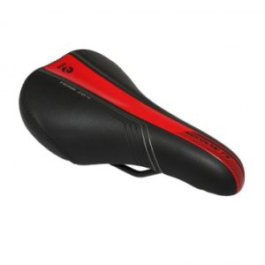 Selle Junior Gravity Mission Noir Deco Rouge/argent 240x160mm Rail Acier Noir