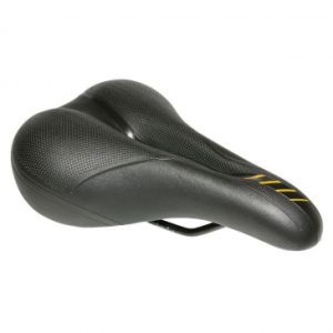 Selle Junior Xinda VTT Confort Xd803 Noir Deco Orange 250x165mm avec Trou Central Rail Acier Noir