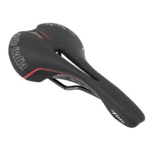 Selle Route / VTT Italia Flite Flow Noir Liseret Rouge 275x145 Rail Manganese Poids 235grs (Emballage Sous Sachet)