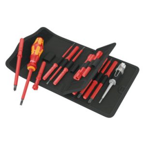 Tournevis Isole Wera Kompakt Vde Embouts/lames Interchangeables Inclus Etui Ceinture et Testeur de Phase Unipolaire Rouge/jaune (Set 18 Pieces) -marque Allemande pour Les Ateliers-