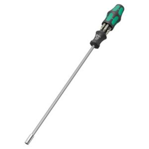 Tournevis Porte Embout Wera 27 Sb Kraftform Kompakt 27 XL Shk 1/4 Longueur Lame 300 Mm (Avec Reserve D'embout Integree) Noir/vert (Vendu à L'unite) -marque Allemande pour Les Ateliers-