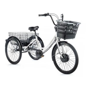 Tricycle Electrique/vae City Leader Fox 24" Lovelo 2023 Mixte Blanc Mat 3v Shimano Nexus Moteur Roue Av Bafang 36v 45nm Batterie 14ah Frein et Retropedalage