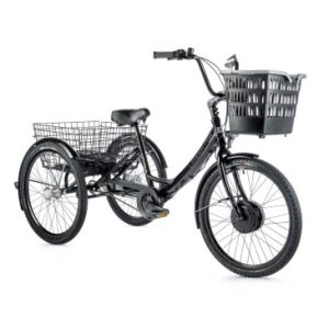 Tricycle Electrique/vae City Leader Fox 24" Lovelo 2023 Mixte Noir Mat 3v Shimano Nexus Moteur Roue Av Bafang 36v 45nm Batterie 14ah Frein et Retropedalage