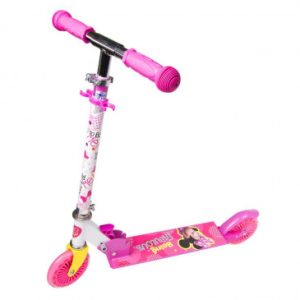 Trottinette Enfant Disney 2 Roues Minnie Rose Acier Pliable et Reglable avec Frein Roue Arriere