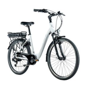 Velo Electrique/vae City 26 Leader Fox Latona 2024 Mixte Blanc 7v Moteur Roue Ar Bafang 36v 45nm Batterie 15ah (16