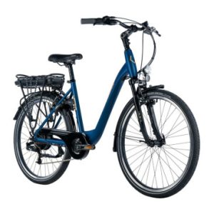 Velo Electrique/vae City 26 Leader Fox Latona 2024 Mixte Bleu Nuit Mat 7v Moteur Roue Ar Bafang 36v 45nm Batterie 15ah (16