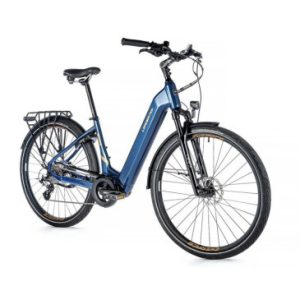 Velo Electrique/vae City 28 Leader Fox Saga 2023 Mixte Bleu Tigre 8v Moteur Central Bafang M300 36v 80nm Batterie 15ah (16