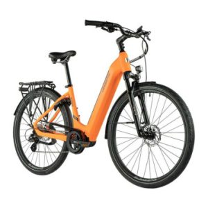 Velo Electrique/vae City 28 Leader Fox Saga 2023 Mixte Orange Neon 8v Moteur Central Bafang M300 36v 80nm Batterie 15ah (16