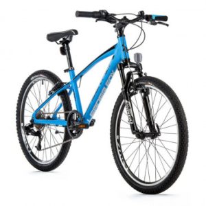 Velo Musculaire VTT 24 Leader Fox Spider 2023 Bleu Mat 8v (Taille Enfant 135 à 145 Cm)