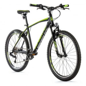 Velo Musculaire VTT 26 Leader Fox Mxc 2023 Homme Noir Mat/vert 8v Cadre 14 Pouces (Taille Adulte 150 à 158 Cm)