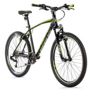 Velo Musculaire VTT 26 Leader Fox Mxc 2023 Homme Noir Mat/vert 8v Cadre 16 Pouces (Taille Adulte 160 à 168 Cm)