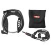 Antivol Velo Fer A Cheval Abus Pro Tectic 4960 Lh Noir + Chaine Antivol De Cadre + Sac Avec Serrure Integree - Securite Niveau 7-15 -