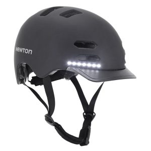 Casque Velo Adulte Newton City V3 Noir Mat In-Mold Avec Visiere Et Lock Taille 58-61 Avec Systeme Eclairage Avant Arriere Integre En Usb (Vendu En Boite)