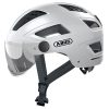 Casque Velo Adulte Abus Urbain Hyban 2.0 Ace Blanc Polaire Eclairage Integre Taille L (56-61Cm) Reglage Molette