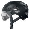 Casque Velo Adulte Abus Urbain Hyban 2.0 Ace Velours Noir Eclairage Integre Taille  M (52-58Cm) Reglage Molette