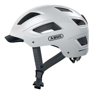 Casque Velo Adulte Abus Urbain Hyban 2.0 Blanc Polaire Eclairage Integre Taille L (56-61Cm) Reglage Molette