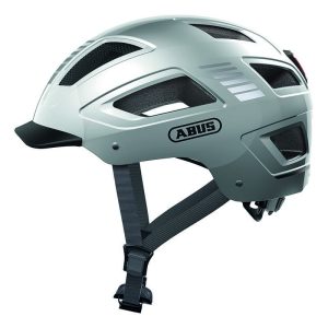 Casque Velo Adulte Abus Urbain Hyban 2.0 Argent Eclairage Integre Taille  M (52-58Cm) Reglage Molette