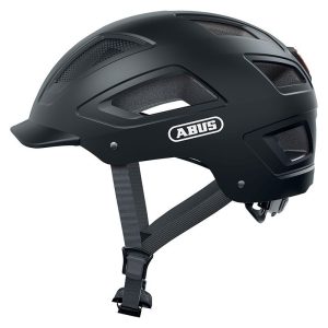 Casque Velo Adulte Abus Urbain Hyban 2.0 Velours Noir Eclairage Integre Taille  M (52-58Cm) Reglage Molette