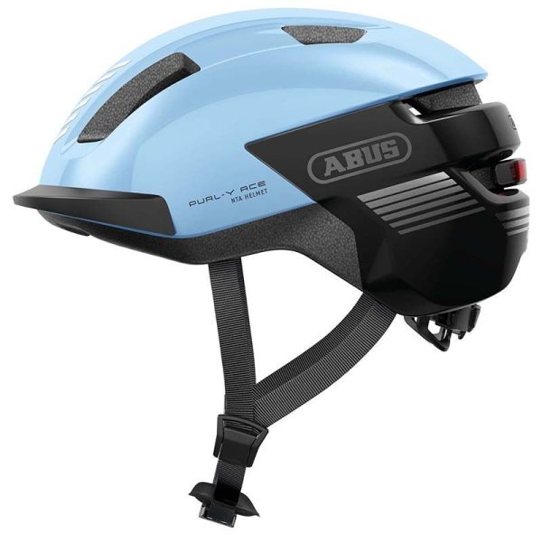 Casque Velo Adulte Abus Urbain Purl-Y Ace Bleu Glacier Eclairage Integre Taille  M (54-58Cm) Reglage Molette (Compatible S-Pedelec)