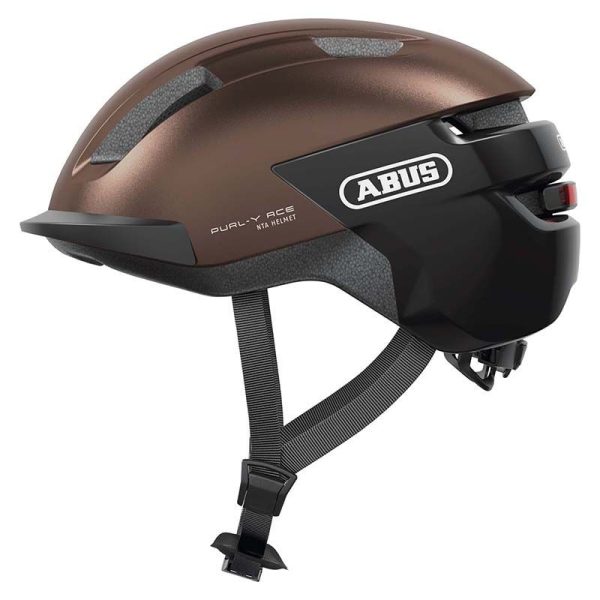 Casque Velo Adulte Abus Urbain Purl-Y Ace Marron Eclairage Integre Taille   S (51-55Cm) Reglage Molette (Compatible S-Pedelec)
